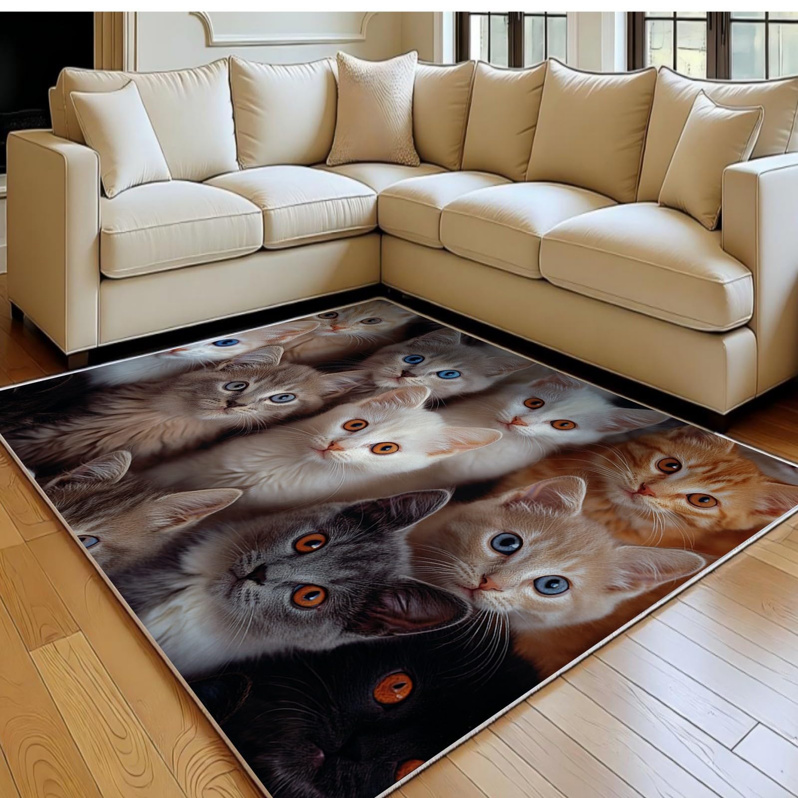Tapis de salon chat doux et antidérapant pour éviter les glissades au salon