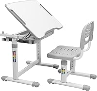 VIVO DESK-V201G Adjustable Height Kids Desk & Chair Set - Ergonomic Workstation for Ages 4-10, Gray