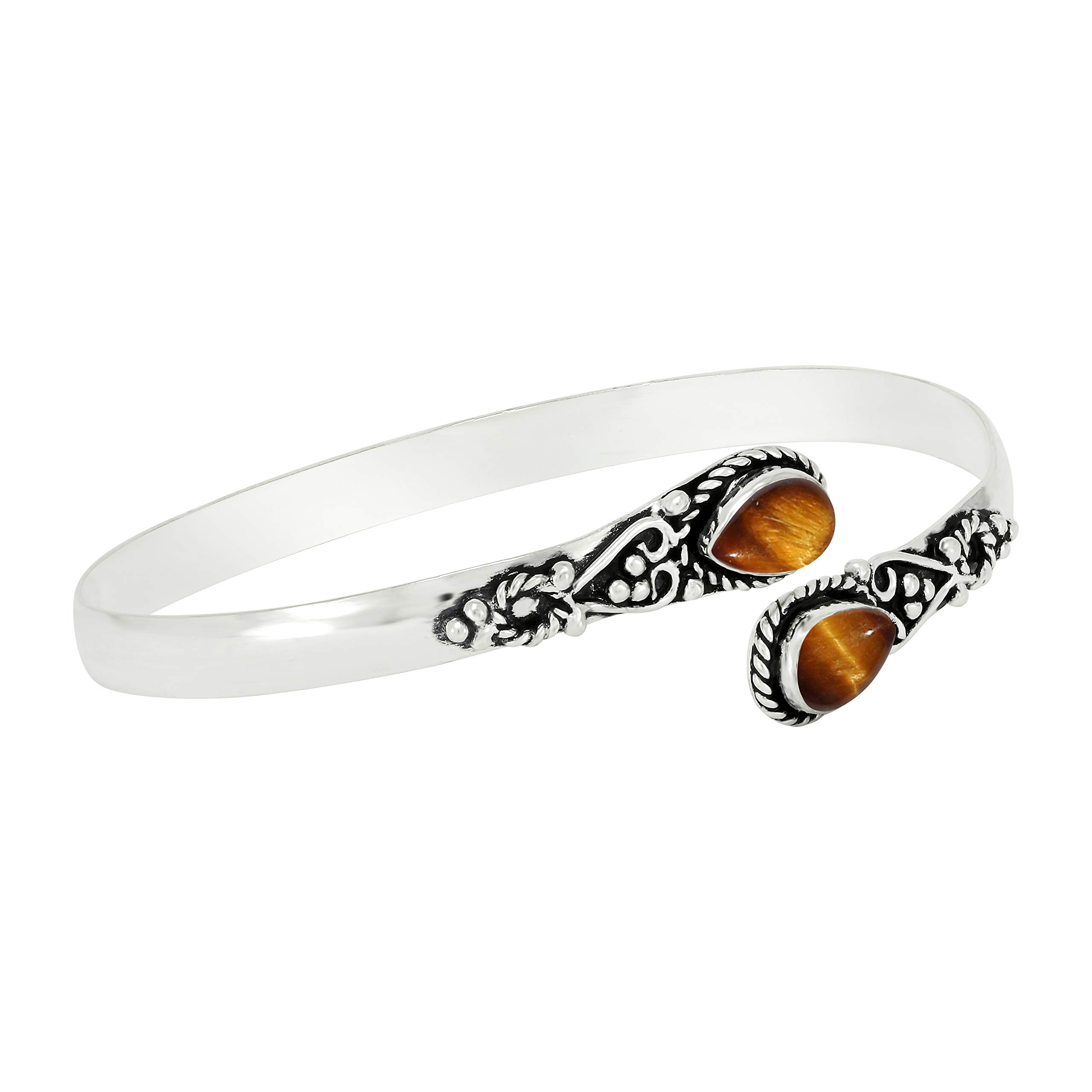 11.70 gms, 3.20ctw auténtica Gemstone Plata 925 Superposición hecho a mano Fashion pulsera joyas