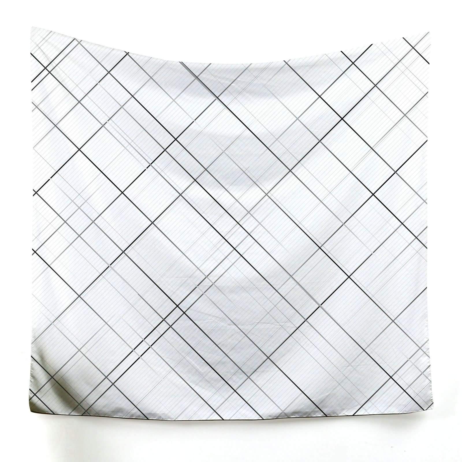 Tapisserie murale blanche 150x150cm à motifs de lignes pour déco de salon