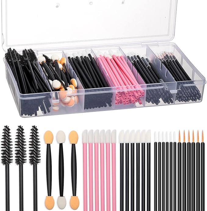 300pcs Disposable Makeup Tool Kit,Brow brush/Mascara brush/Lip