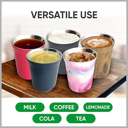 Miniatura 6 de MT&L Tazas Demitasse de doble pared de acero inoxidable 304 con aislamiento al vacío, resistentes al calor, juego de 2 tazas de café expreso (5.5