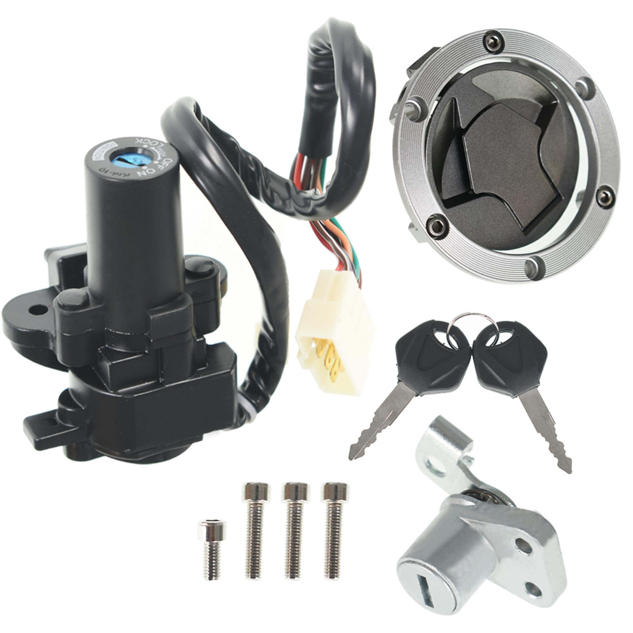 Ignition Switch Lock Key Fuel Cap Replacement for Kawasaki Ninja 300 EX300 250R EX250J 2008-2015