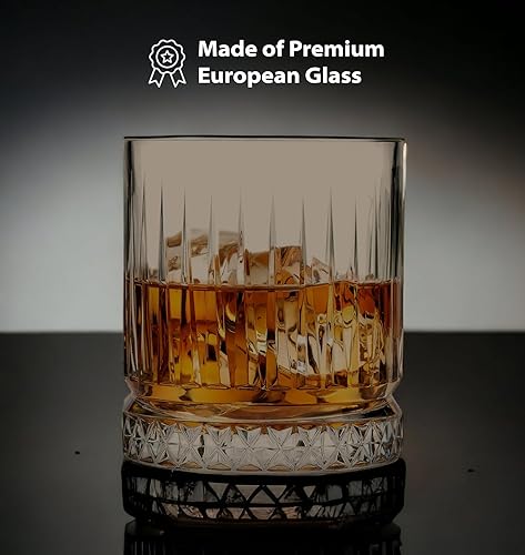 Miniatura 5 de Biandeco Juego de 4 vasos de whisky 12 onzas vasos de barra baja de moda para beber bourbon whisky escocés cócteles coñac rosa