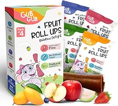 GubGub Rainbow Delight Fruit Roll Ups Kids Snack, Pack of 4, 60g | Made with Real Fruits for 12 Months+ with No Refined Sugar, Preservatives, Artificial Colours or Flavours