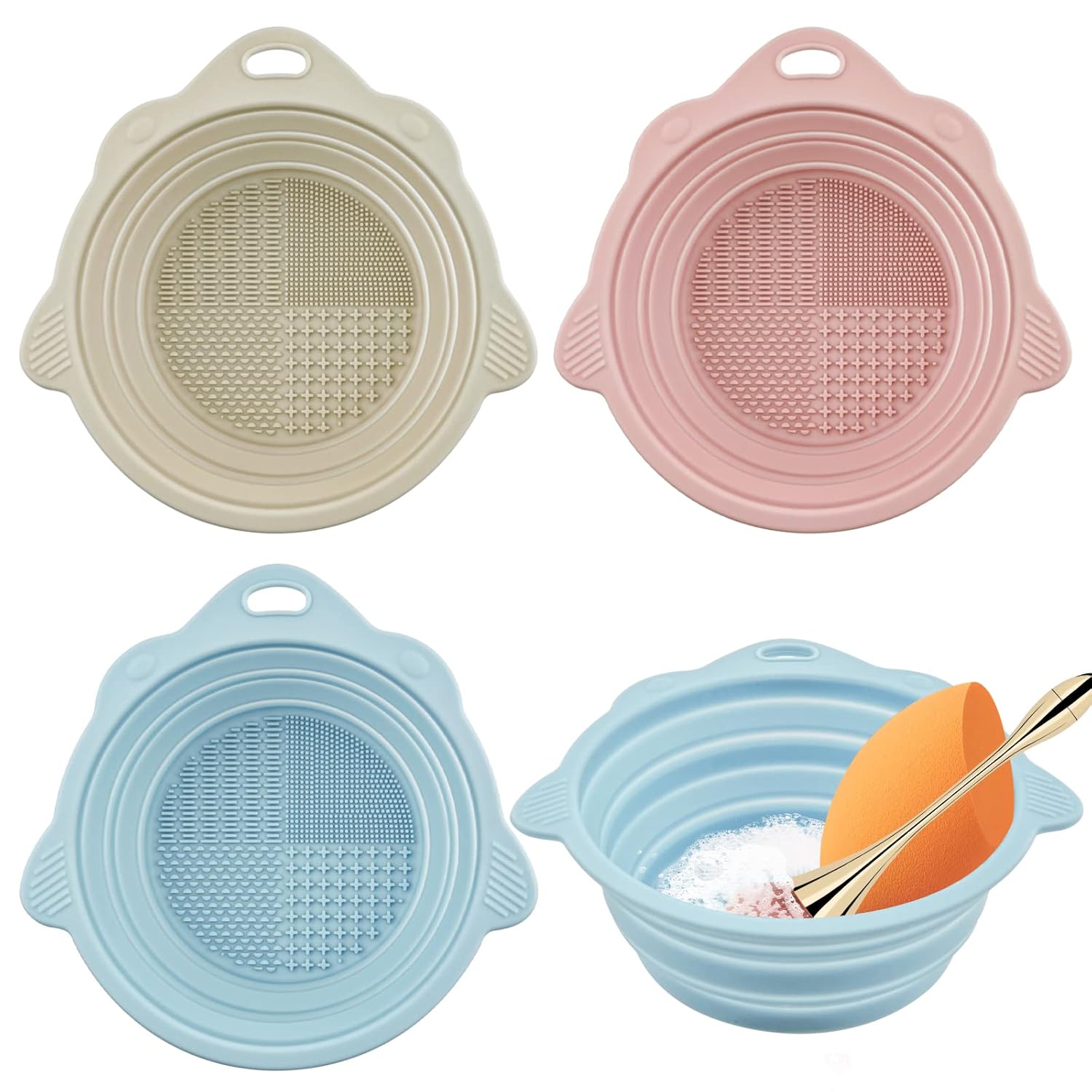 Thinslimer 3 Pack Foldable Silicone Makeup Brush Cleaner