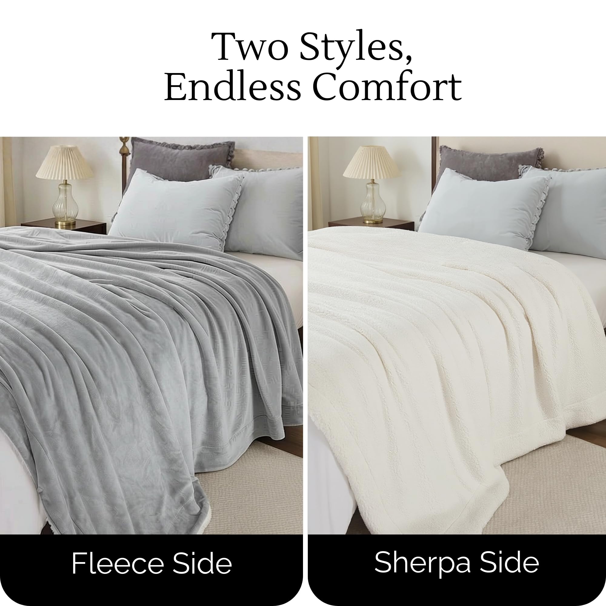CREW FLX Waterproof Blanket for Bed Intimacy (80"x 60" Queen Size) Reversible Fleece | Sherpa, Love Blanket, Water Proof TPU Stain Proof Couch Furniture Mattress Winter Large Dog Bed Cover - Gray: Gray Sherpa Fleece 80 x 60 inch