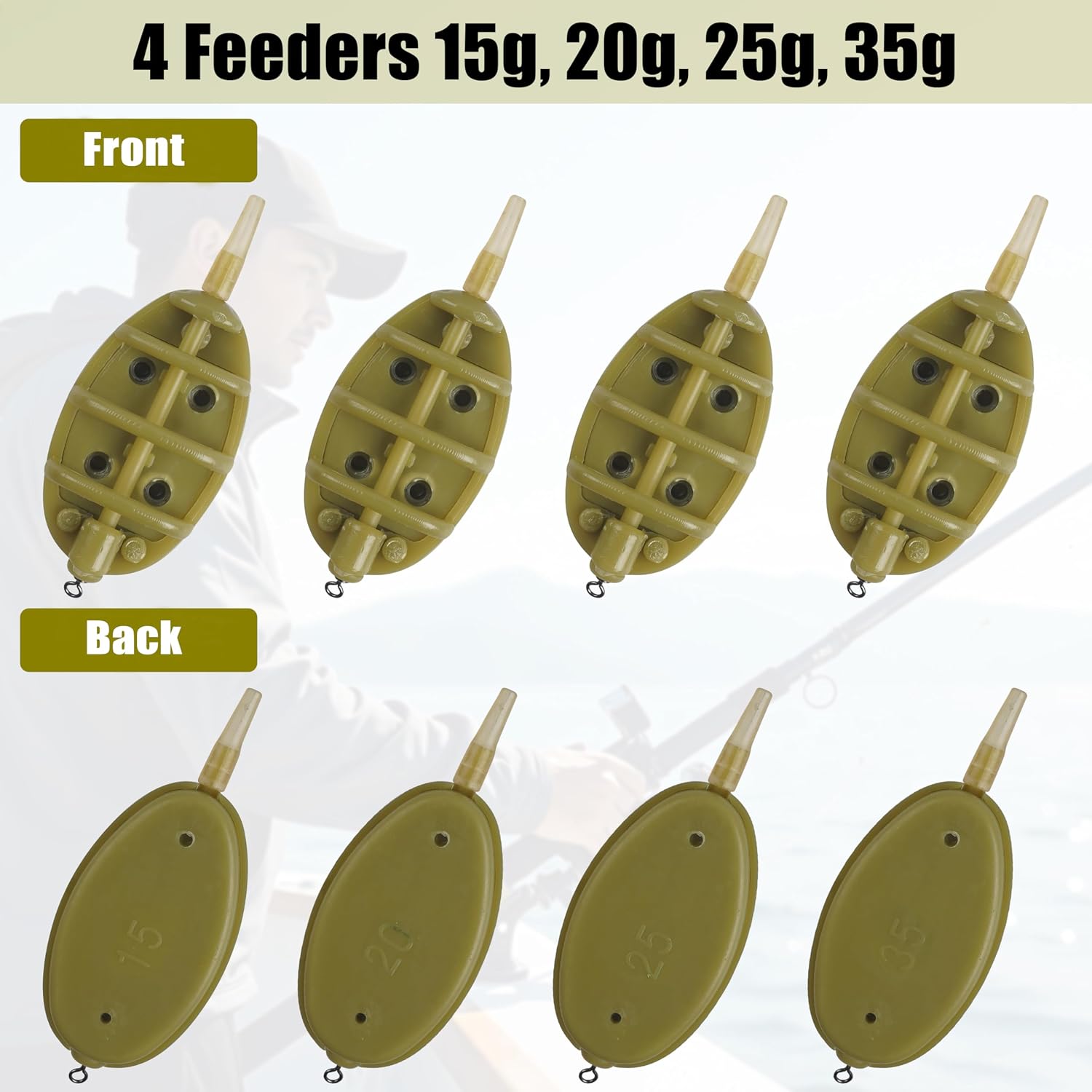 Carp Fishing Method Feeders Set 4 Inline Method Feeder with 1 Quick Release Mould Carp Fishing Equipment Carp Fishing Tackle Kit for Fishing Bait Holder Tool