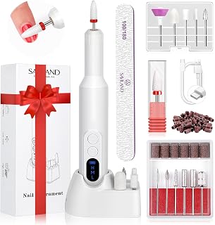SAVILAND Electric Nail File: 2024 Flawless White Nail Drill PRO&Portable with12 Basic Nail Drill Bits| Nail Art Faster Removal,Light Weight &Friendy Nail Supplies&Exquisite Lover Gifts