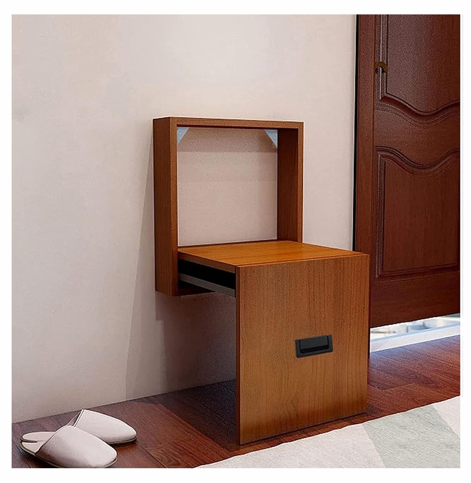 MYUYEE Folding Chair Wall-Mounted, Invisible Shoe Changing Stool, Solid Wood Wall Mounted Shoe-Changing Stool,Wall Mounted Entryway Stool Bench,120Kg Carrying For Bedroom/Foyer(F-Size)