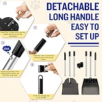 Vista 6 de Juego de recogedor de excrementos de perro, bandeja y pala para perros, cuchara ajustable de metal de mango largo con cubo para eliminar desechos