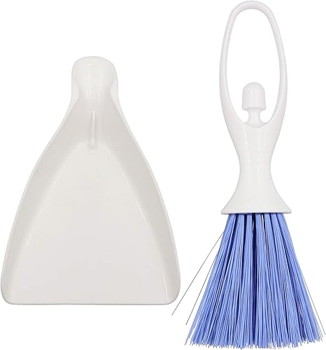 Miniatura 2 de LBY Juego de escoba de mano y recogedor, mini cepillo de anidación de pequeño batidor de limpieza, mango de agarre ergonómico para escritorio,