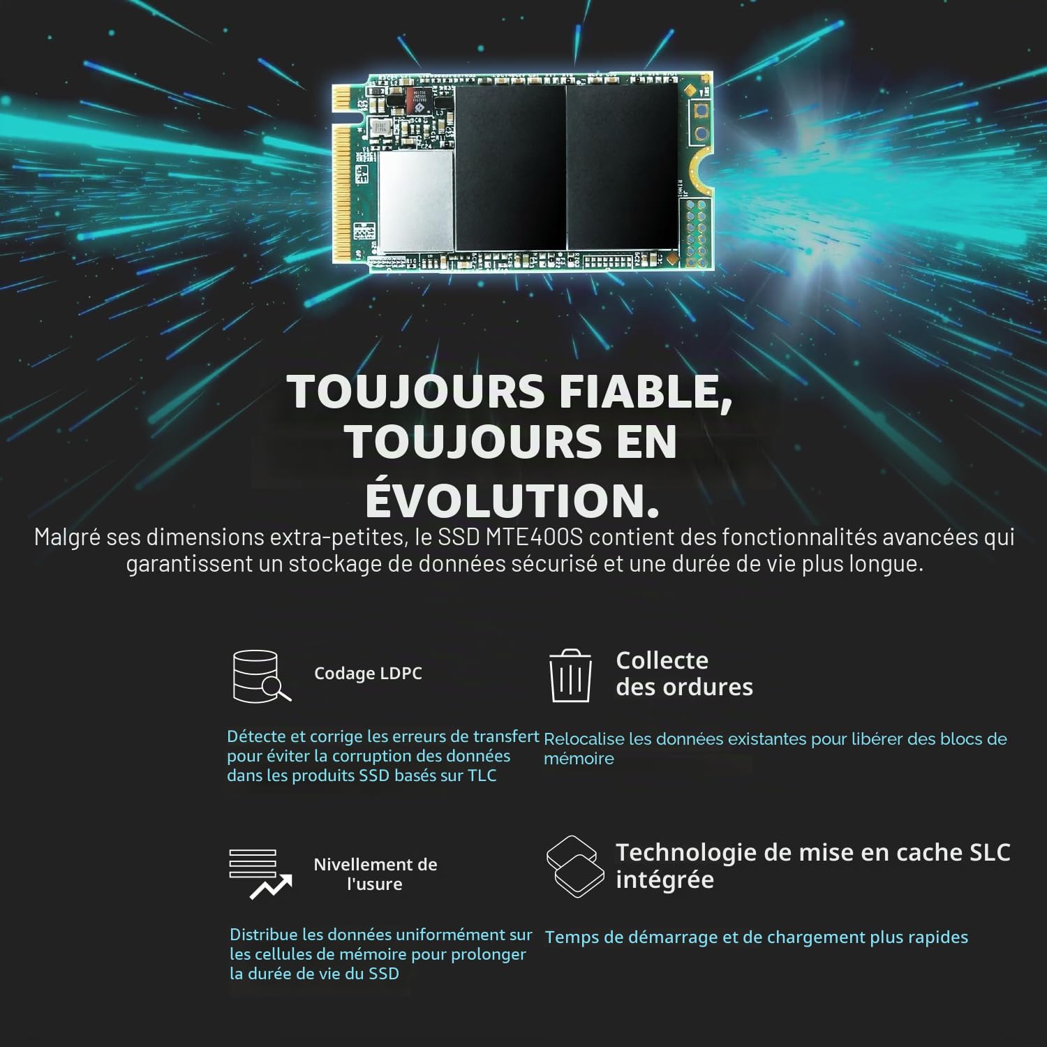 Transcend MTE400S SSD NVMe PCIe Gen3 x4 M.2 2242 512GB - TS512GMTE400S