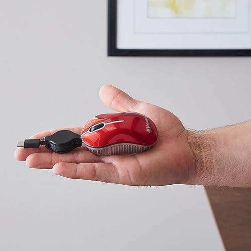 Miniatura 8 de Verbatim Mini ratón óptico con cable USB-C - Ratón de viaje pequeño con cable Plug & Play - Rojo 70745