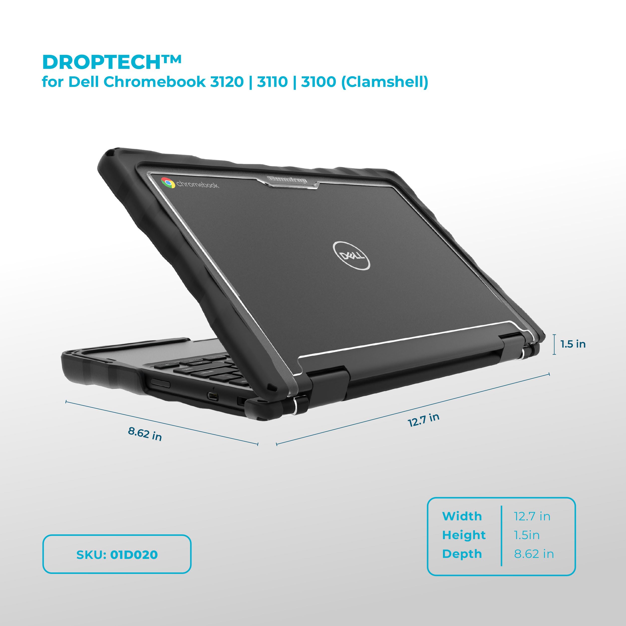 Gumdrop DropTech - Funda rígida para Laptop DELL Chromebook 3120 | 3110 | 3100 (Clamshell), Resistente a Prueba de caídas, a Prueba de Golpes, protección fiable para Dispositivos para Estudiantes de