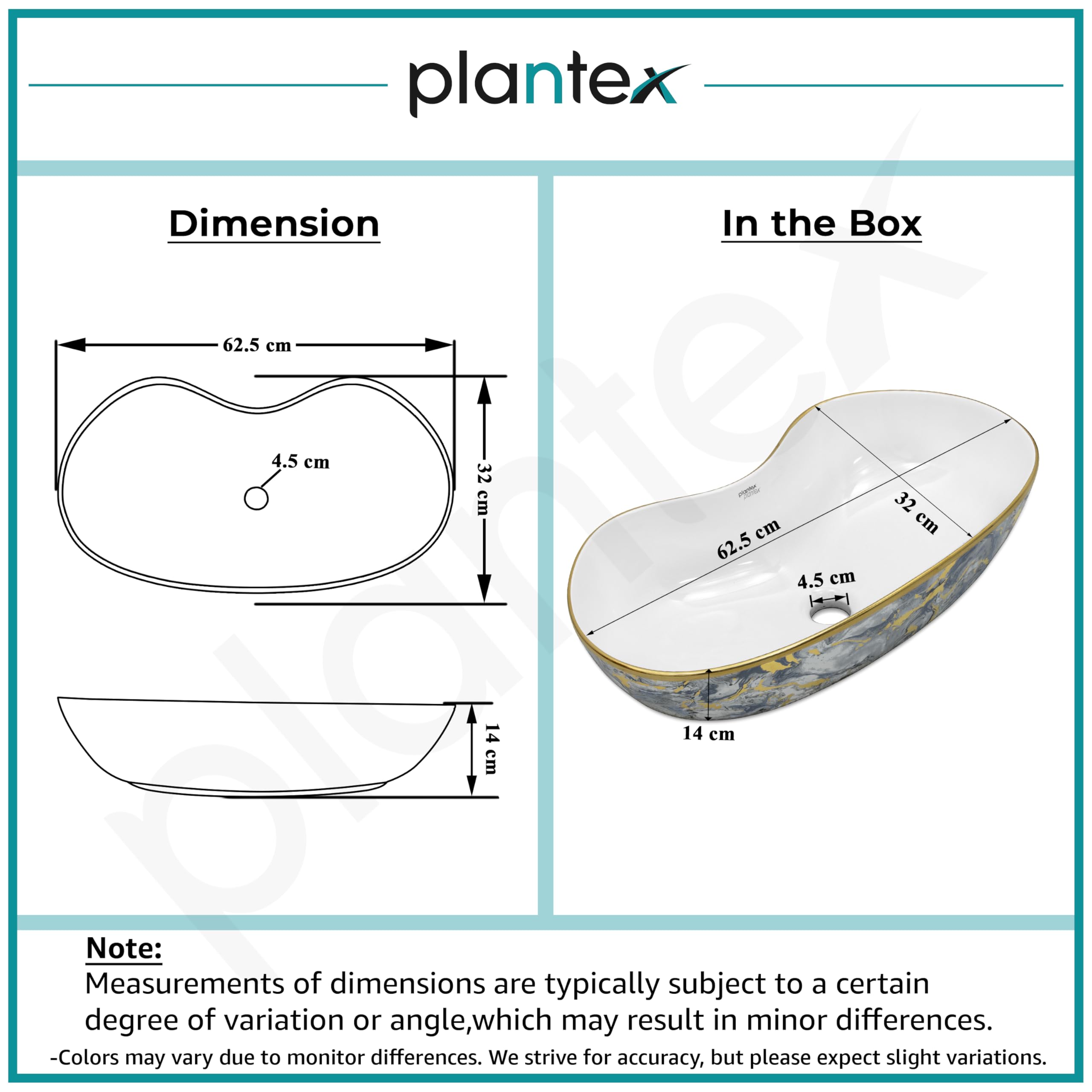 Plantex Ceramic Wash Basin/Table Top Hand Washbasin/Designer Countertop Basin for Bathroom/Restaurants/Hotel (24.5x12.5x 5.5 -White & Blue) 1