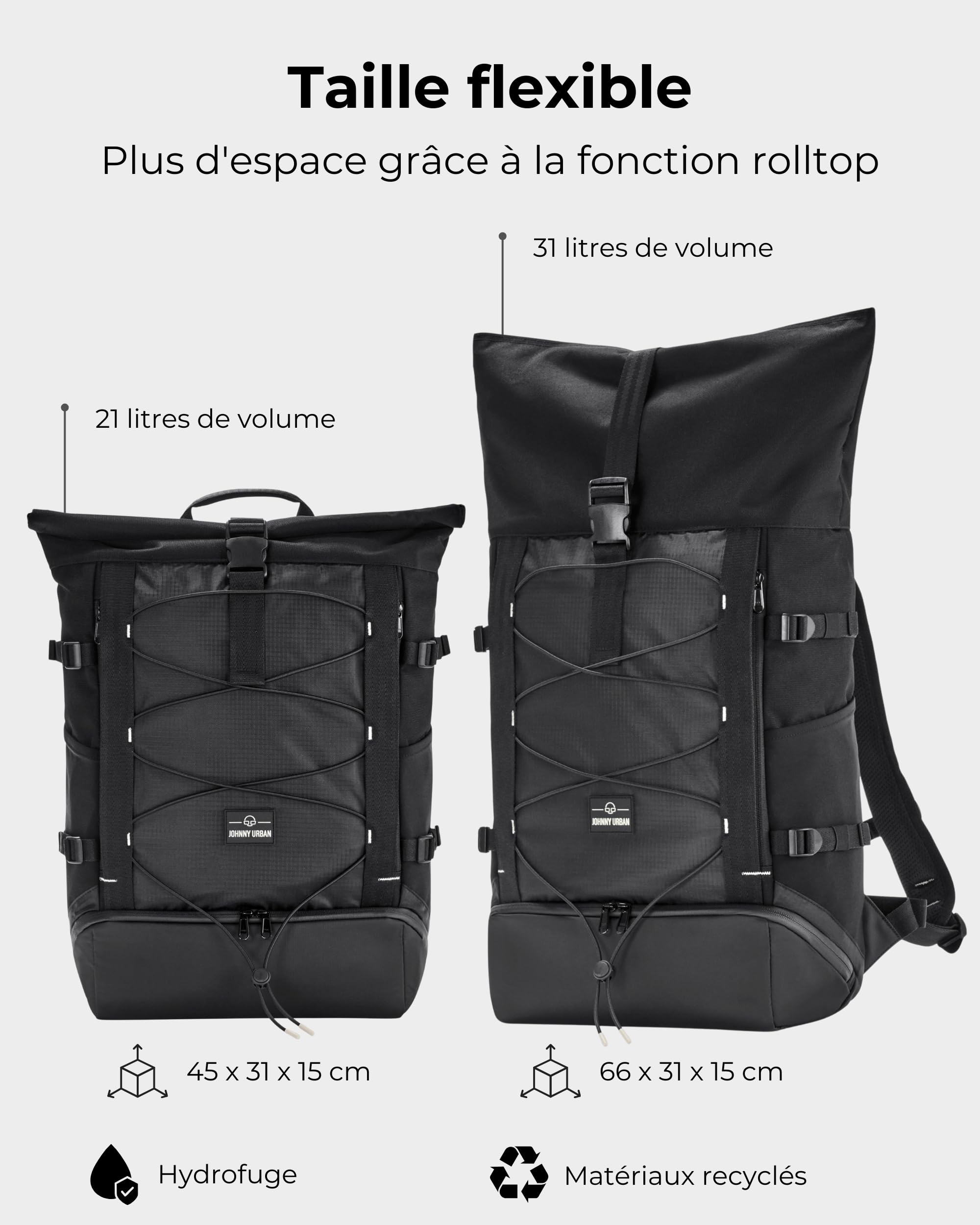 Johnny Urban Sac à Dos Homme Femme - Allen Large Move - Sac Ordinateur Portable Avec De Nombreux Compartiments - Pour Travail Voyage Loisirs Sport - Hydrofuge