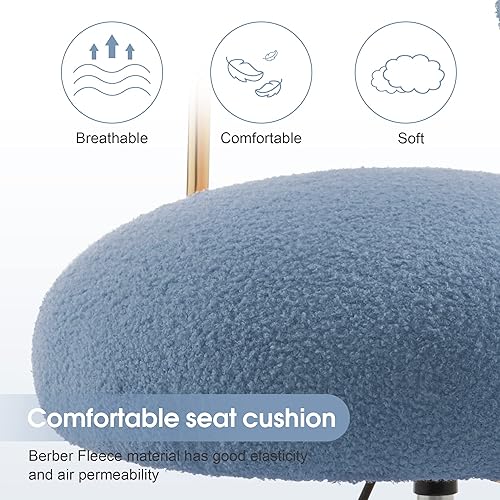 Miniatura 8 de BarberPub Silla de manicura con ruedas rodantes, moderna silla de tocador de maquillaje, estación de tecnología de uñas ajustable, sillón de