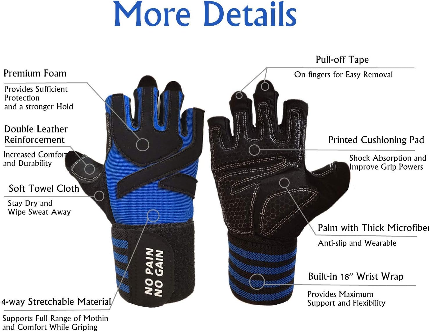 Weightlifting Workout Gloves Full Half Finger with Wrist Strap Support, Padded Grip for Weight Lifting Gym Fitness Exercise Training Men Male