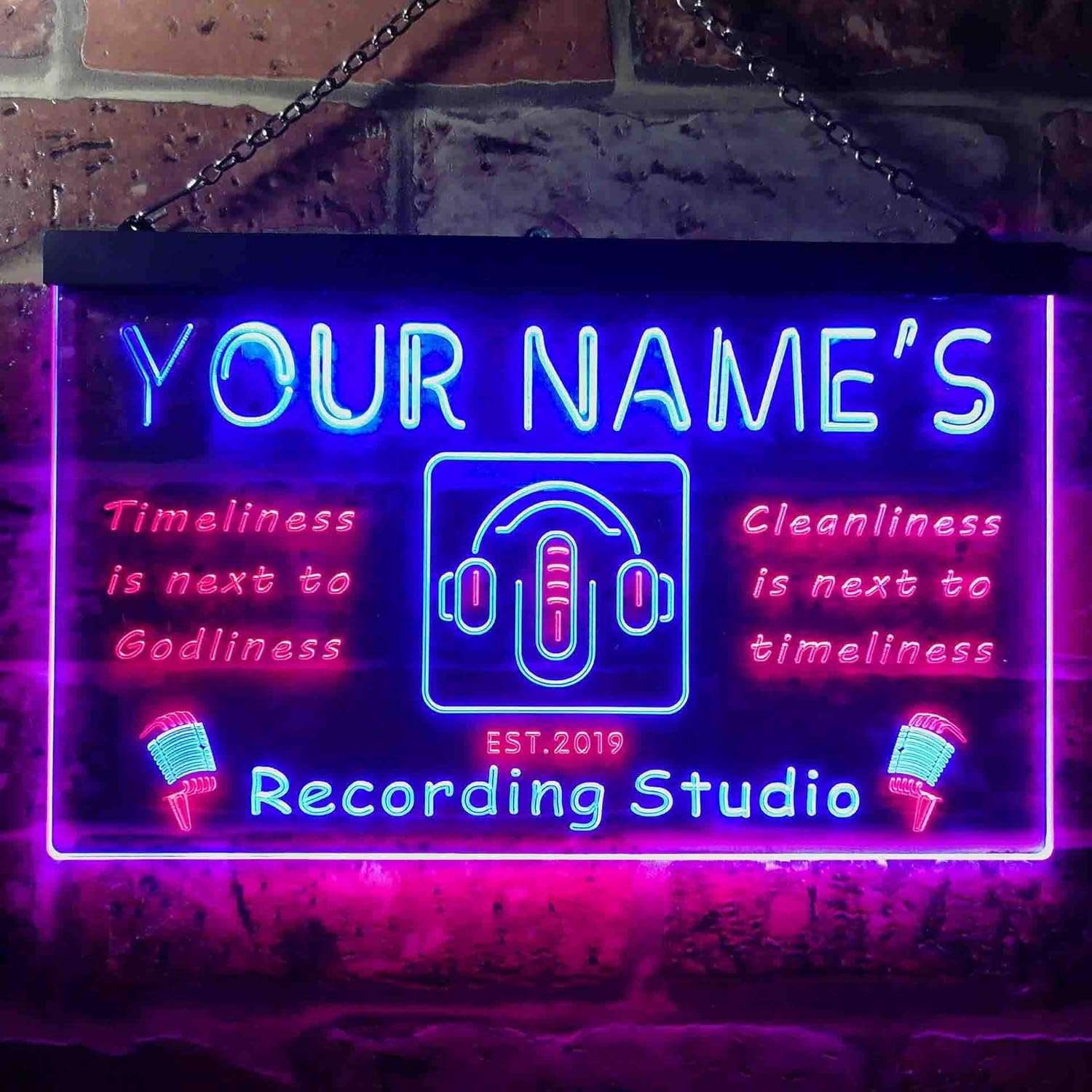 ADVPRO Personalized Your Name Est Year Theme Recording Studio On Air Dual Color LED Neon Sign Red & Blue 12" x 8.5" st6s32-qm1-tm-rb