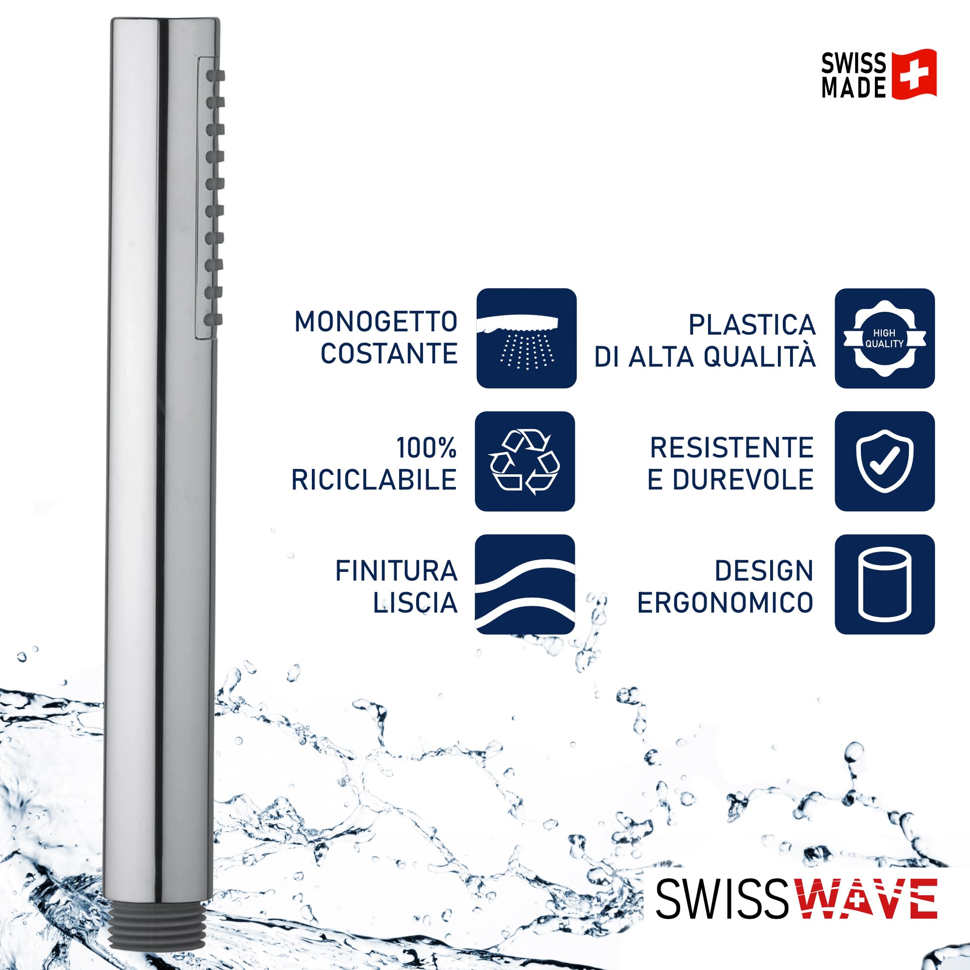 SwissWave Kit Douche Baignoire Douchette Stick 20mm Flexible 150cm