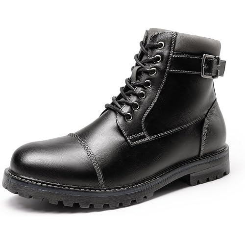 Bruno Marc Men's Motorcycle Combat Oxford Boot Fur Lining Warm Zipper Boots