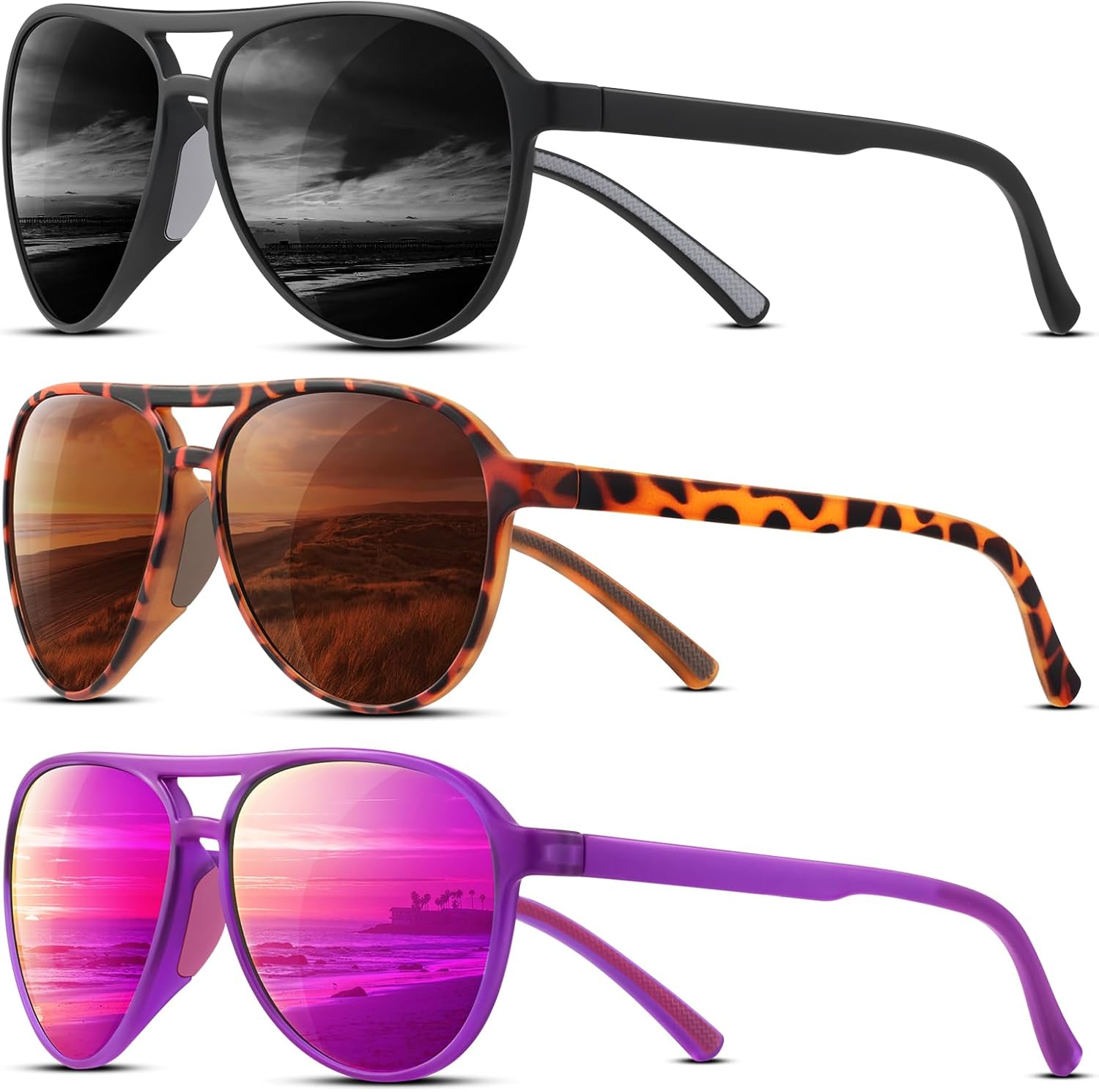 KUGUAOK Polarized Aviator Sunglasses for Women Men Sports Style UV400 Protection Running Sun Glasses Vintage Trendy Shades