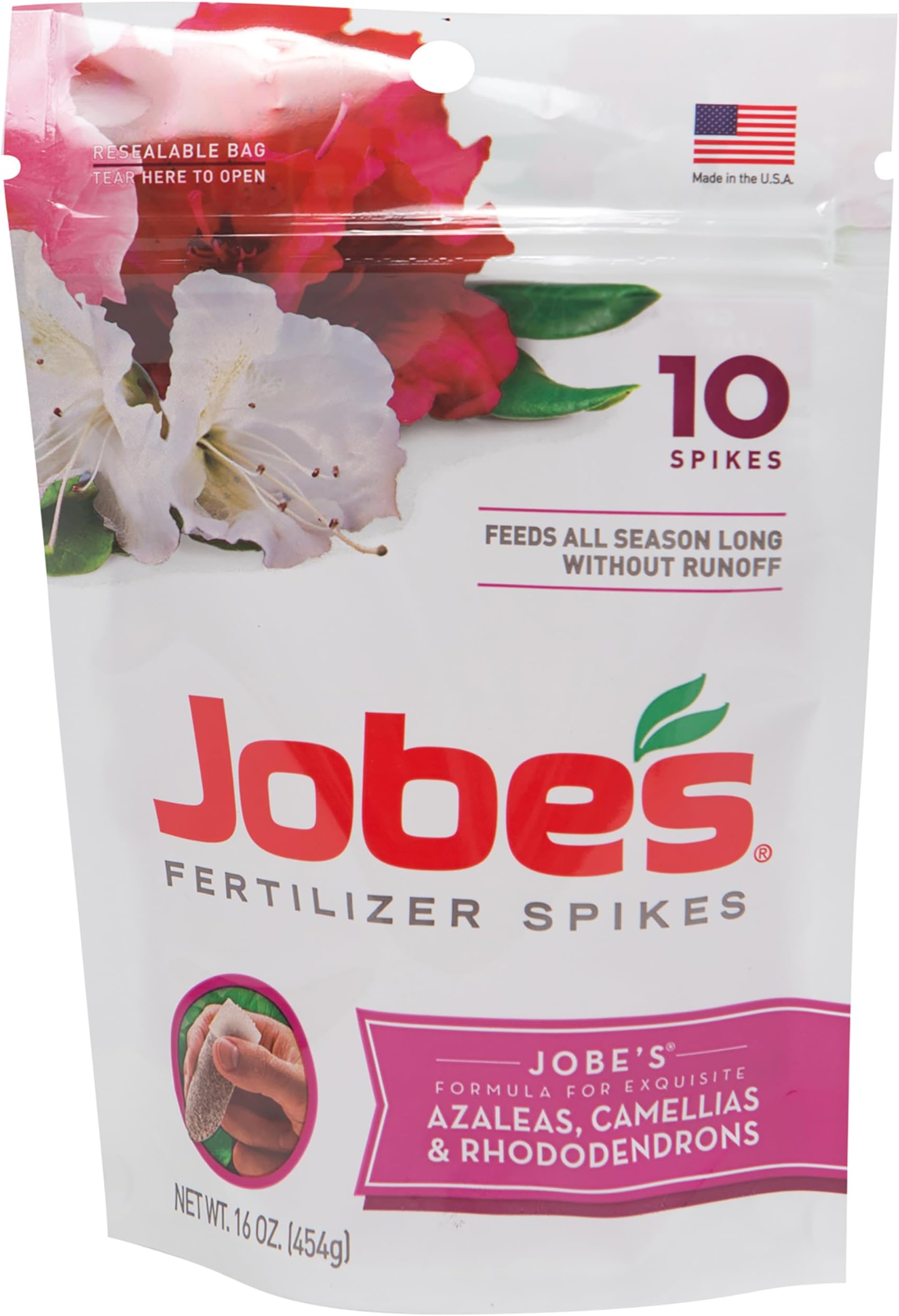 Jobeโs Garden Fertilizer Spikes, Organic Fertilizer for Azaleas, Camellias, Rhododendrons, and Other Acid Loving Plants, 10 Count