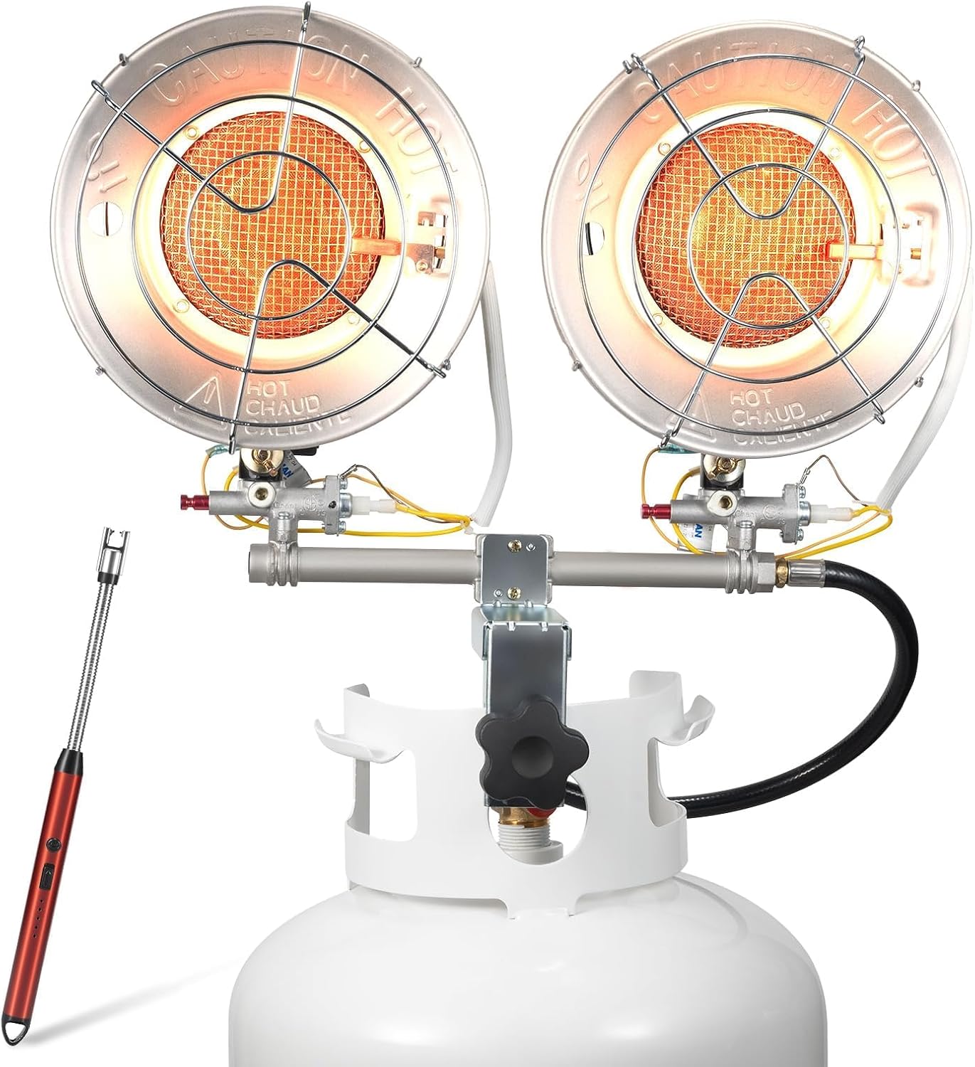12-18,000 BTU Propane Heater, Tank Top Portable Heater with USB Rechargeable Lighter, Shut-off Valve and Tip-over Switch 3 Settings for Patio, RV Travel, Camping,Open Work
