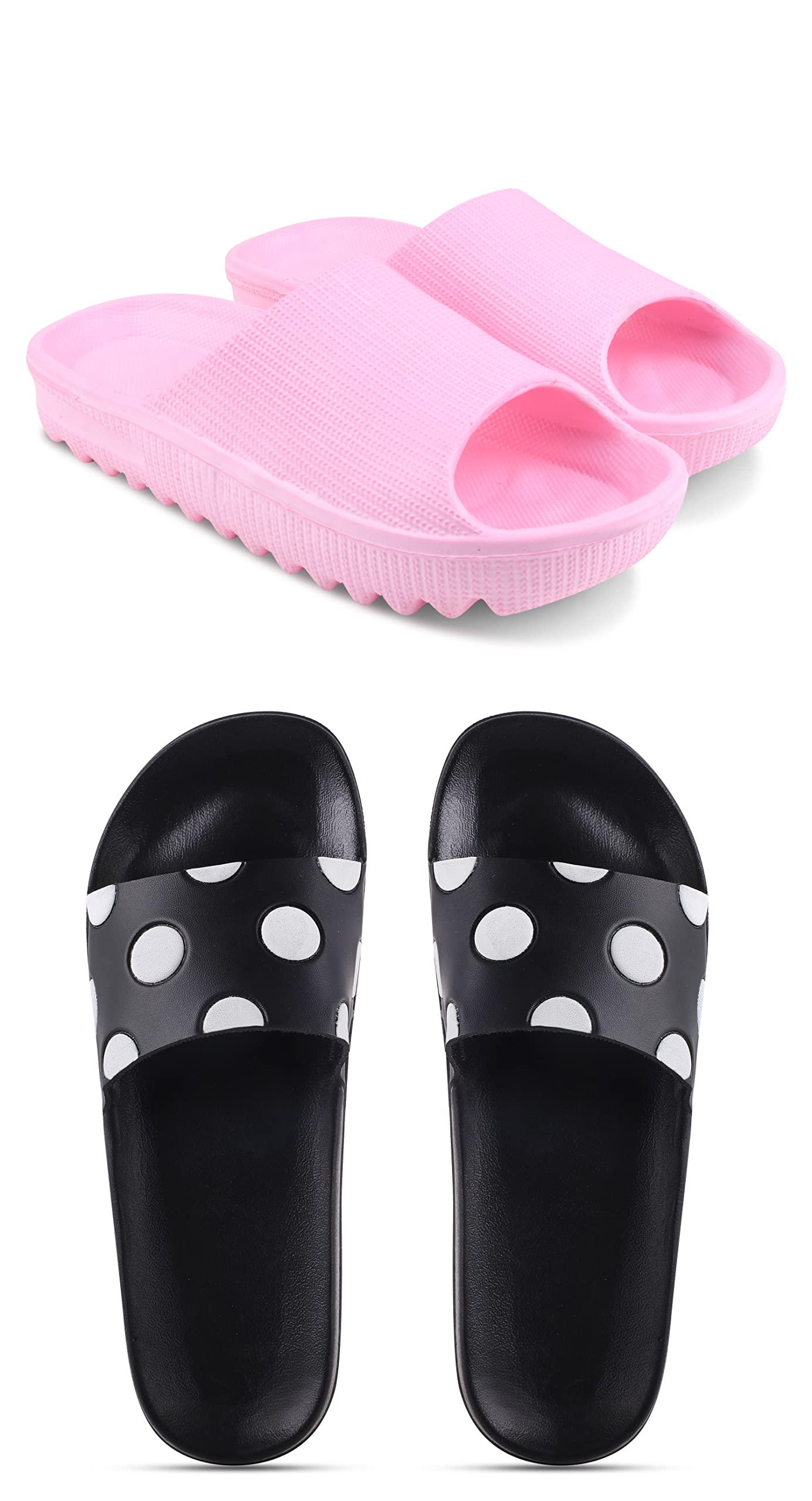 BEONZA Women Slides Flip Flops Slippers Combo (Pink, Black, 5 UK) - Pack of 2 Pairs (B09KCLNKJW) Amazon Price History, Amazon Price Tracker
