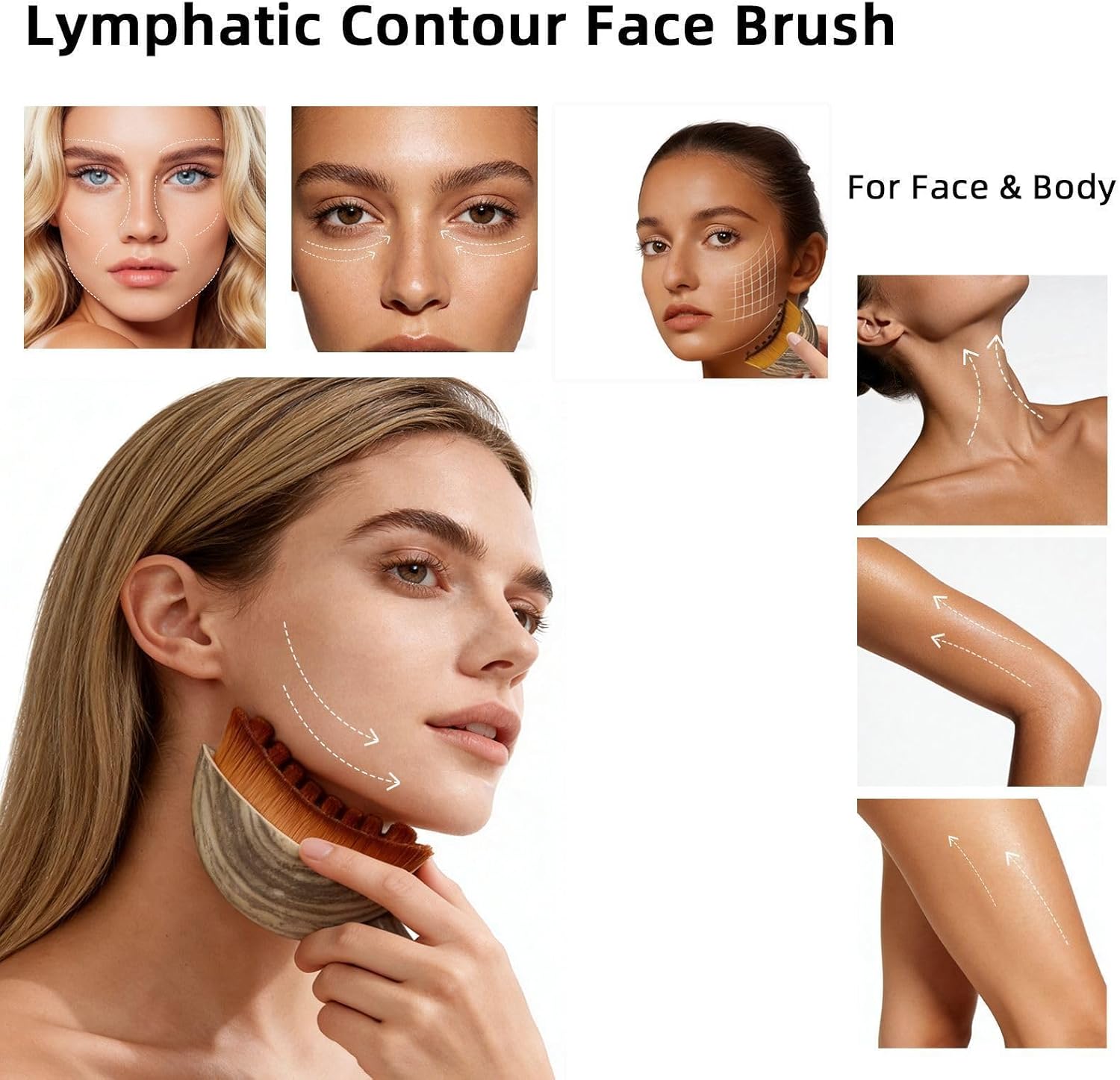 2026 Upgrade Lymphatic Face Brush, 2-in-1 Manual Massager for Lymphatic Drainage & Facial Cleansing, Contour Brush to Anti Puffiness, Sculpt Face & Enhance Absorption, with Durable Soft Bristles