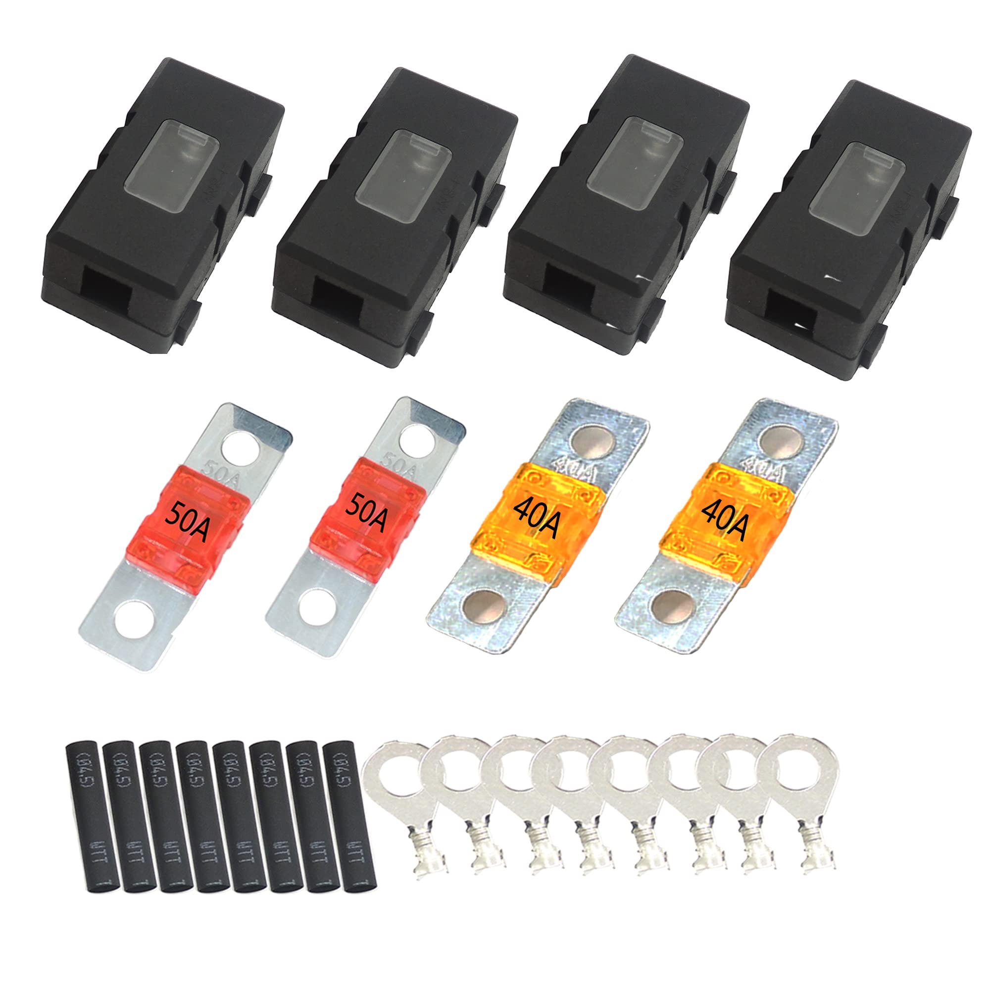 HISports Midi Fuse Holder 4 Pieces ANS Car Fuse Holder and 4 Pieces Mega Fuse Mega Fuse Holder Car Fuse Holder for Cars Trucks Vehicles Motorcycle Coach Truck Vehicles Motorcycle Camper Van Truck