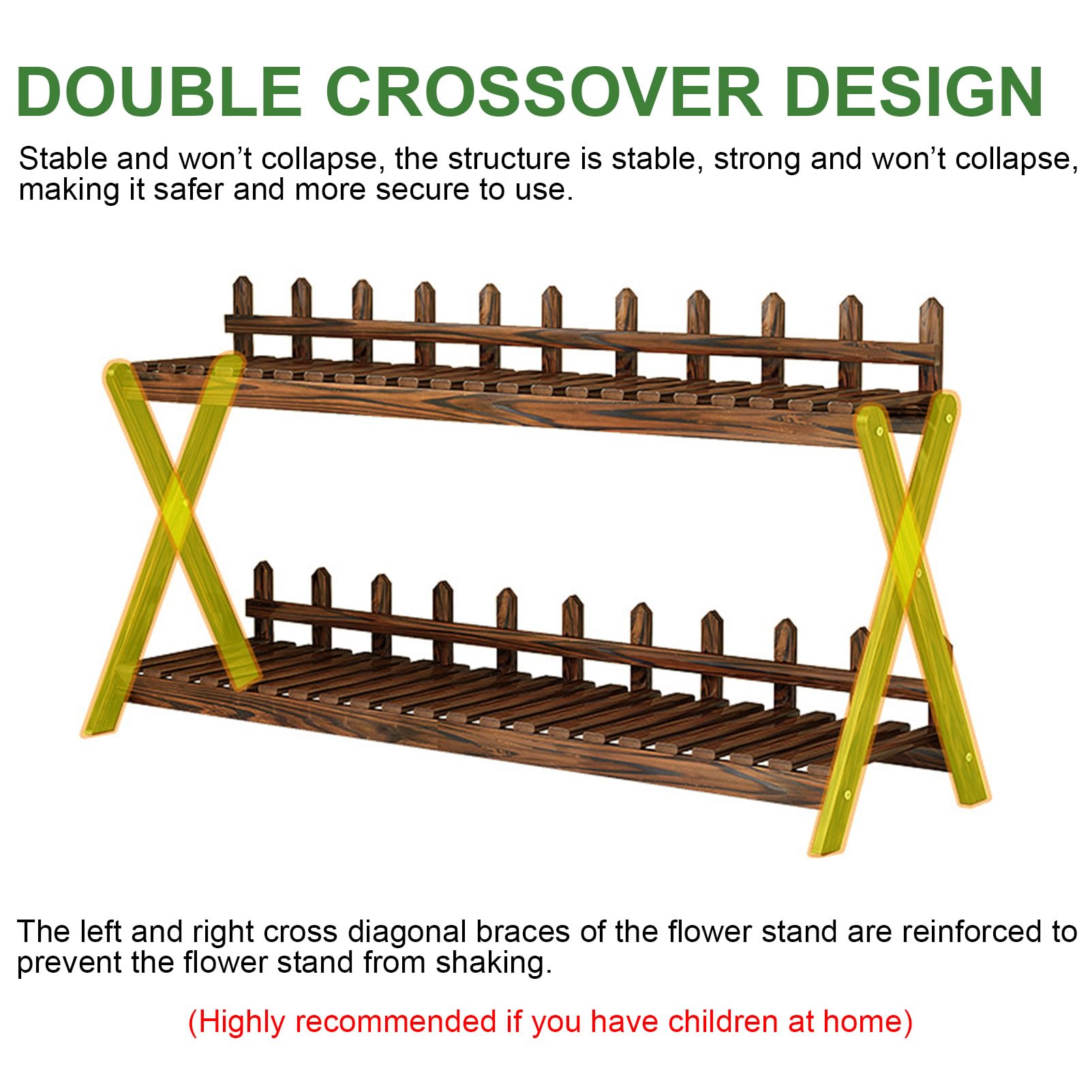 Support Pour Plantes D'intérieur Blanc à 2 Niveaux - Étagère D'angle En Bois Avec Roulettes - Support Multifonction En Forme De Croix En X Pour Terrasse, Jardin, Balcon