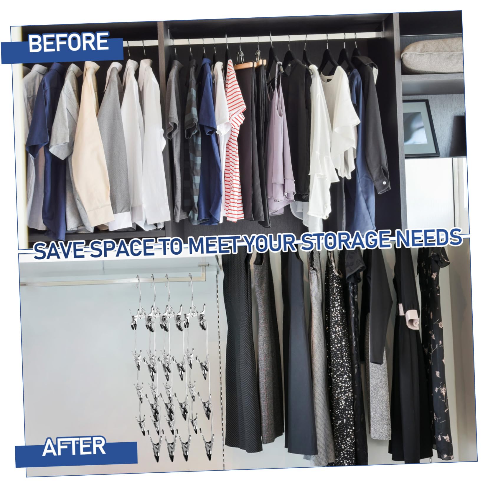 SOLUSTRE Teilige Rockbügel mit Clips Platzsparende Hosenbügel Mehrlagige Metallbügel für Damenbekleidung Garderobenorganizer für Schrank