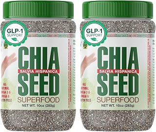 Sanar Naturals Chia Seeds | High Fiber, Omega 3 Superfood for Smoothies Oatmeal & Baking | Raw Black Chia Seeds, GLP-1 Support, Vegan, Non GMO, Gluten Free, Plant Based Protein, 10 oz (Pack of 2)