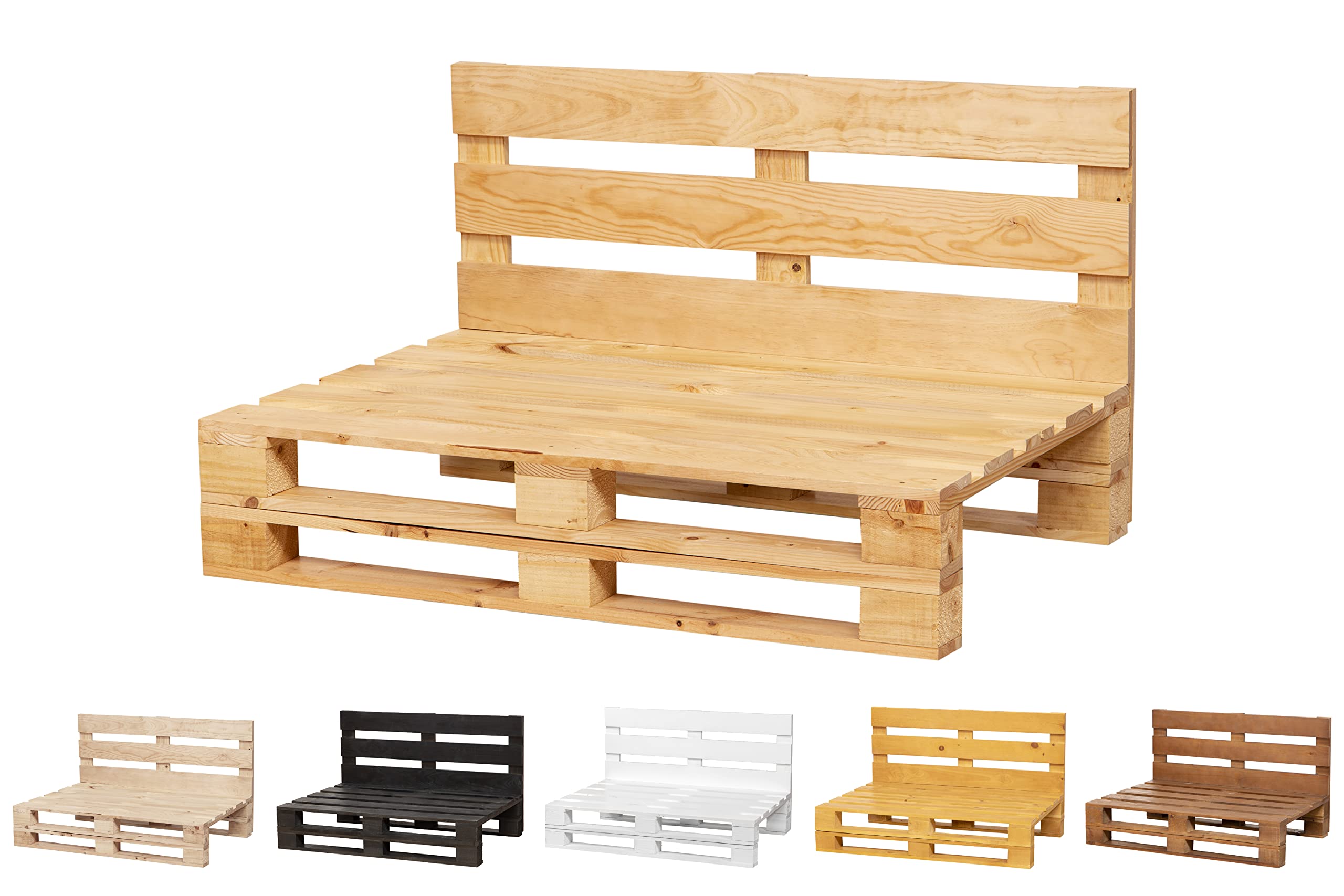 Divano in pallet, levigato e spazzolato, per interni ed esterni, 120 x 60 cm, colore: pino