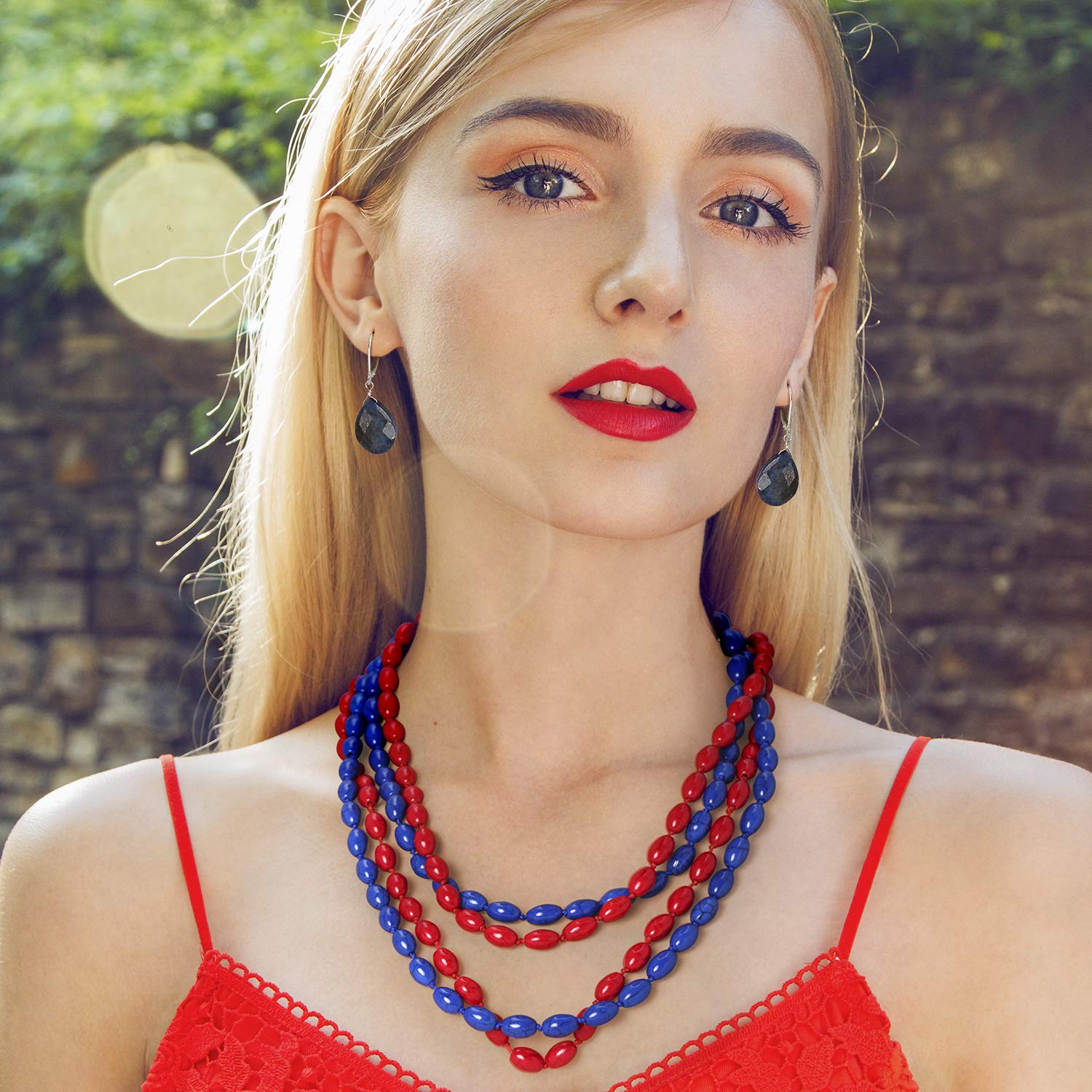 Extra Largo Sin Fin De Envoltura De Capas De Semillas De Abalorios De Forma Ovalada Púrpura Rojo Azul Turquesa Simulado Collar De Piedras Preciosas Joyas Occidental Para Las Mujeres De 50 Pulgadas