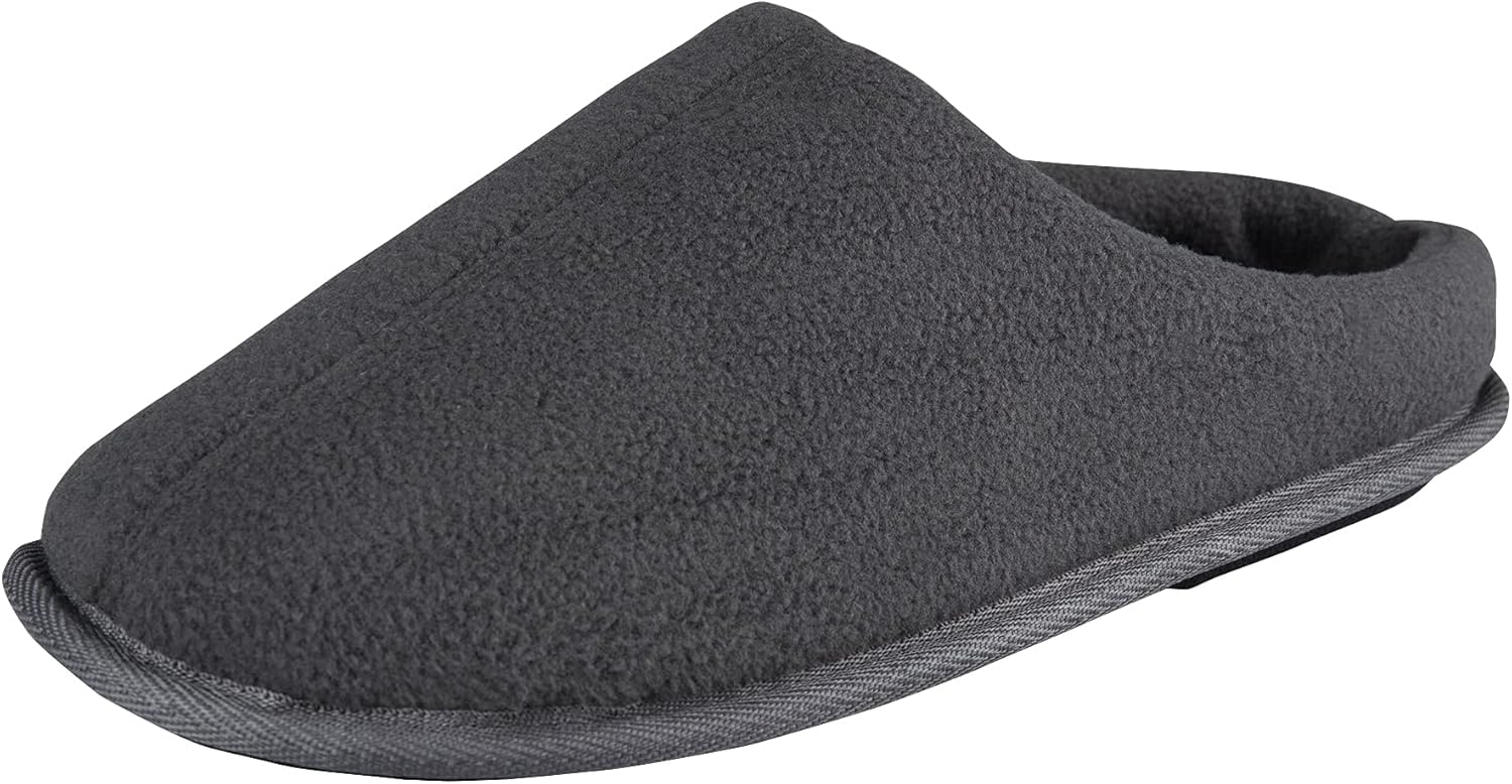 Hanes Men's Memory Foam Indoor/Outdoor Microsuede Clog Slipper Shoe, Charcoal Fleece, X-Large