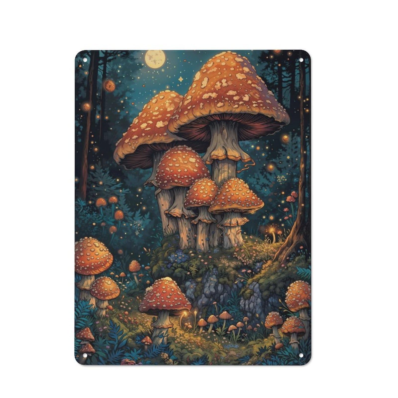 Junmoney Magic Mushroom Retro Metal Plaque 40X30cm For Bar Or Restaurant, Suited To Restaurant Interior Fans