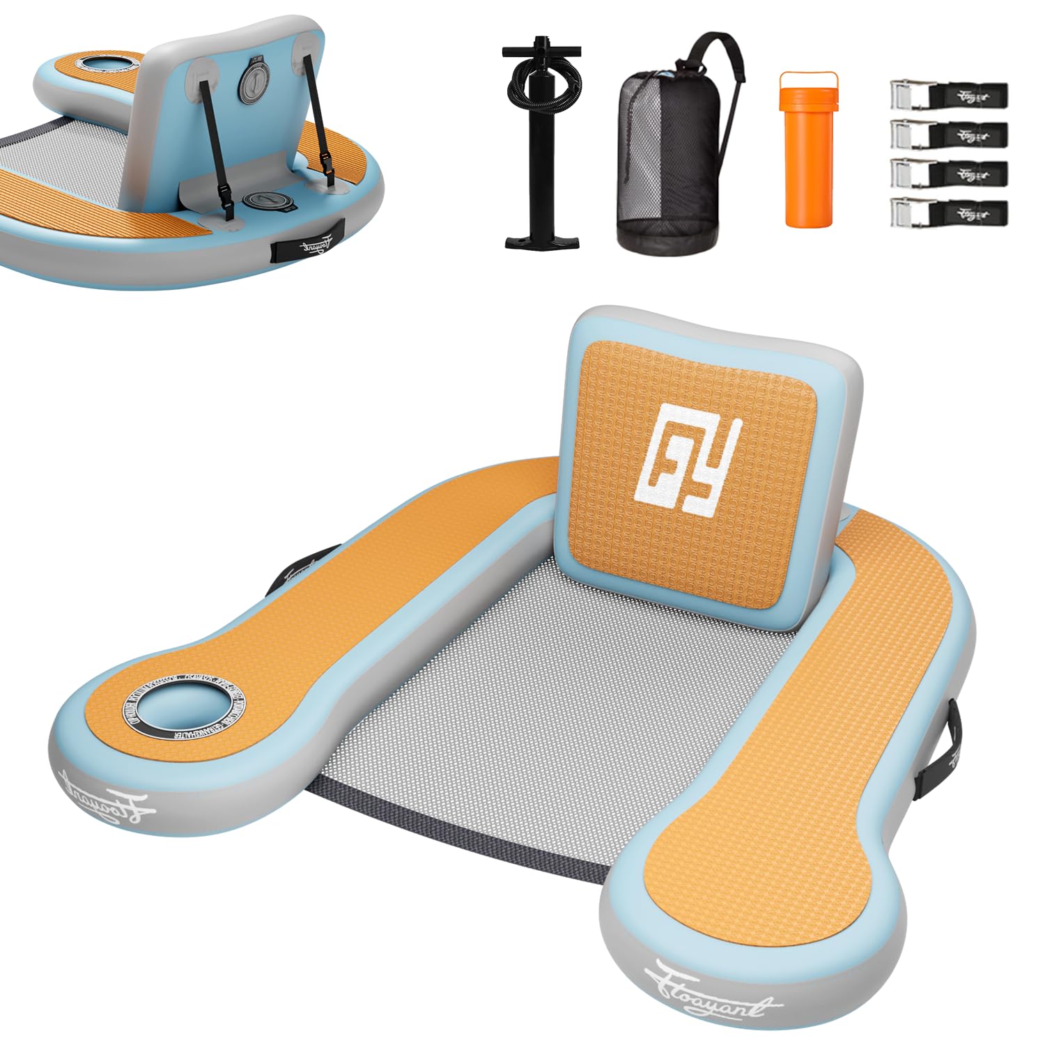 Inflatable Pool Floats Adults, 300 lbs Weight Limit, Floating Lounge Chair with a Cup Holder ? 20°-80° Adjustable Backrest, Pool Lounge Chairs for Swimming Pool/Beach/Lake/Party | 1-Pack