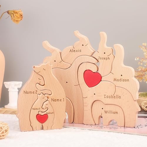 Miniatura 5 de Rompecabezas de madera de elefante personalizable, pieza decorativa de roble para decoración del hogar y miembro reflexivo, 3