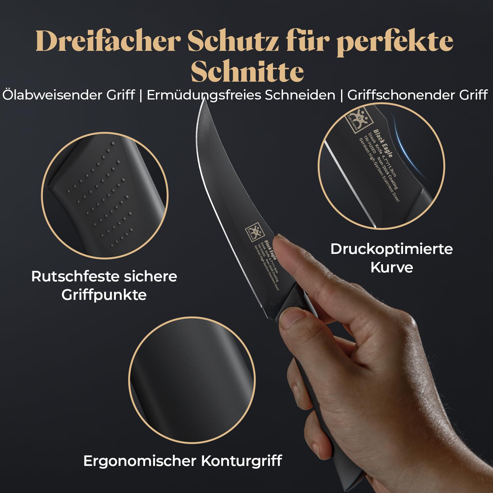 12 cm Steakmesser-Set, 8 Stück, mit magnetischer Messerleiste