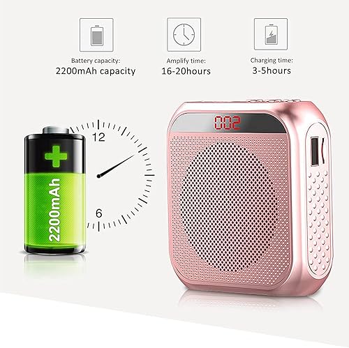 Miniatura 6 de Amplificador de voz para profesores, micrófono portátil recargable con altavoz, sistema de PA portátil para exteriores, enseñanza, reunión,