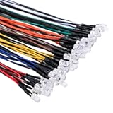 56pcs (7 Colors x 8pcs) 12 Volt LED Lights Emitting Diodes Pre Wired DC 12v 5mm LED Assorted Kit Clear Lens- White Warm-White Red Yellow Green Blue Orange Small LED Lamps