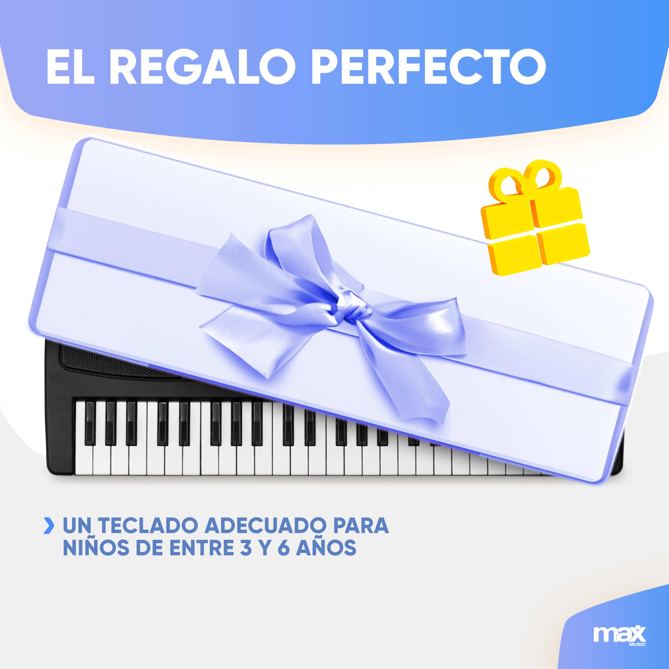 MAX KD49 – Teclado electrónico 49 teclas con batería recargable, micrófono incluido, 16 sonidos y 8 ritmos, función aprendizaje, grabación, USB,portátil y compacto, iniciación musical, color negro