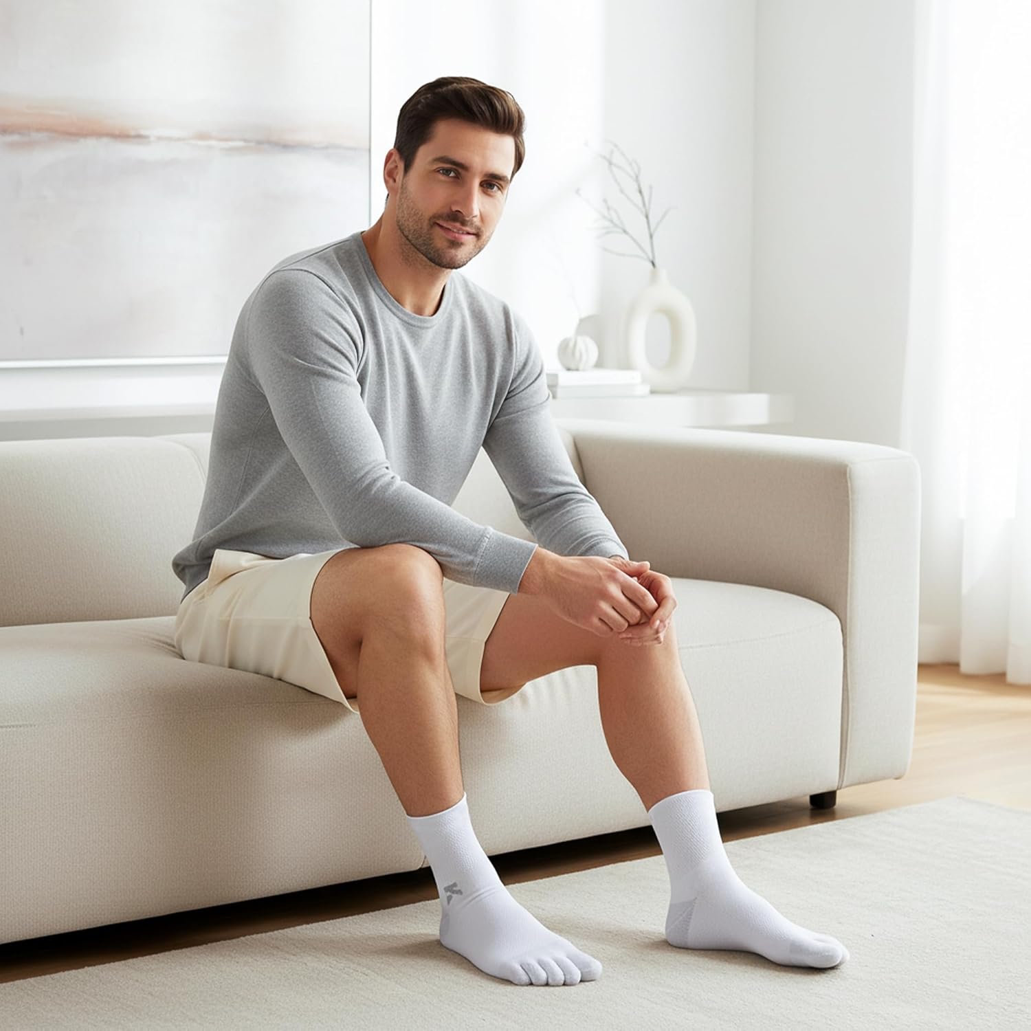 Diabetic Toe Socks Cushioned Sole, Combed Cotton, Daily Wear & Sports, 4-Pack Quarter Men's 6-12 Women's 7-13