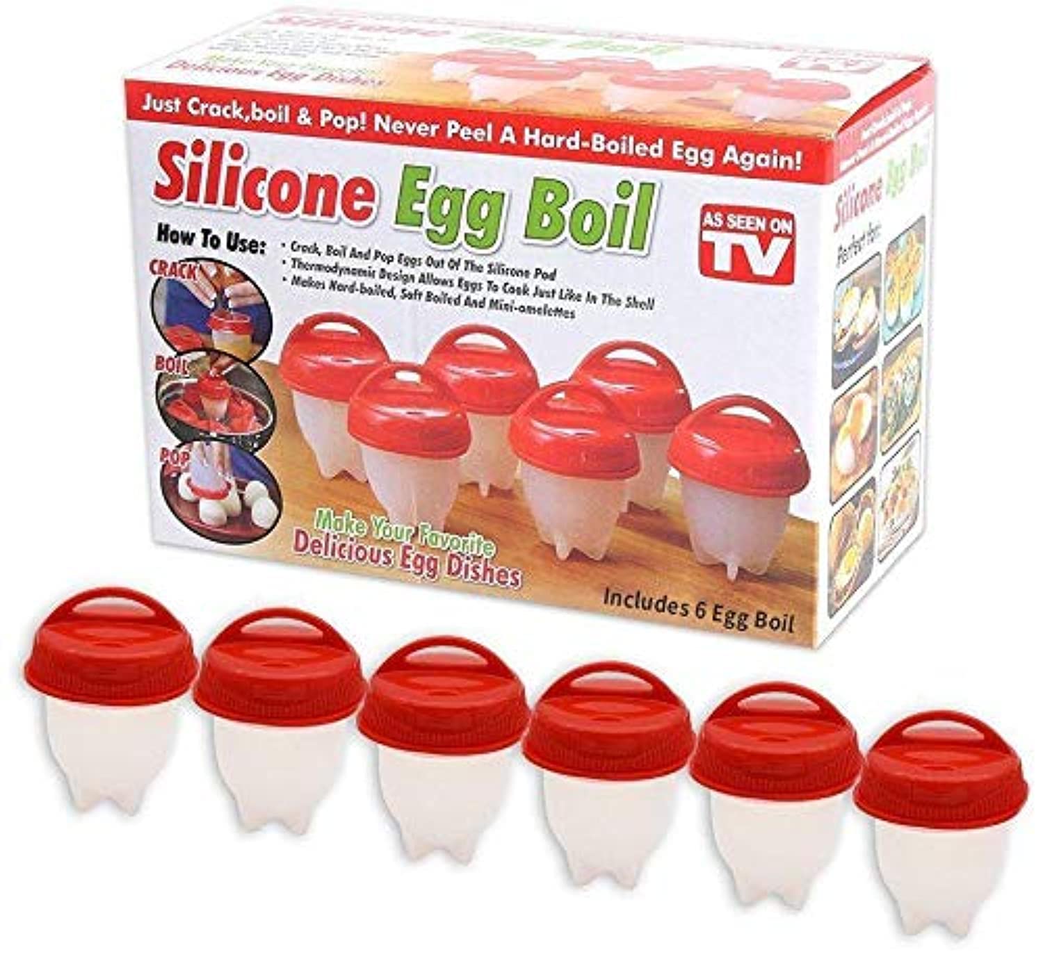 Egg Cooker - Silicone Egg Poachers for hard boiled eggs, Non Stick Egg Cups Boil Eggs Without the Egg Shell (Pack of 6)