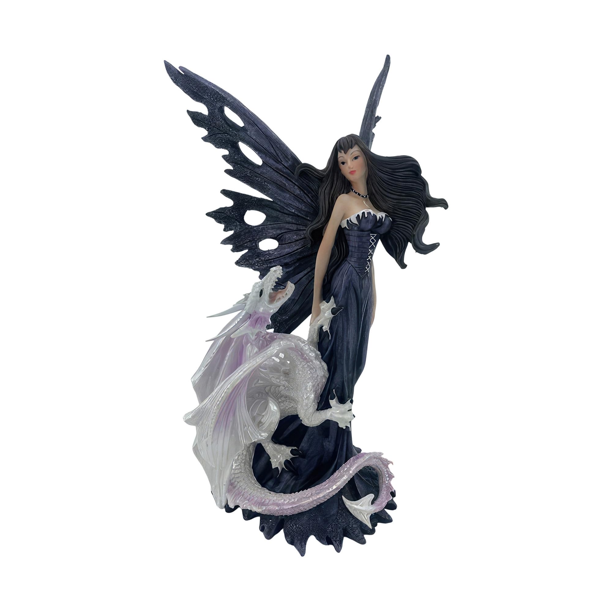 ICE ARMOR 12" H Blue Fairy with Pearl White Dragon Figurine Statue Decoration Office Desk/Home/Living Room/Table Decor, Perfect House Warming Gifts for New Home