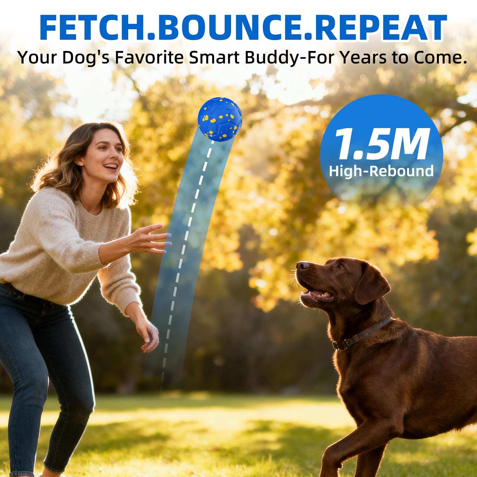 Balles interactives pour chien pour l'ennui, jouet rotatif auto-mobile pour chien, jouet intelligent et amusant pour chiens de petite, moyenne et grande taille, intérieur et extérieur