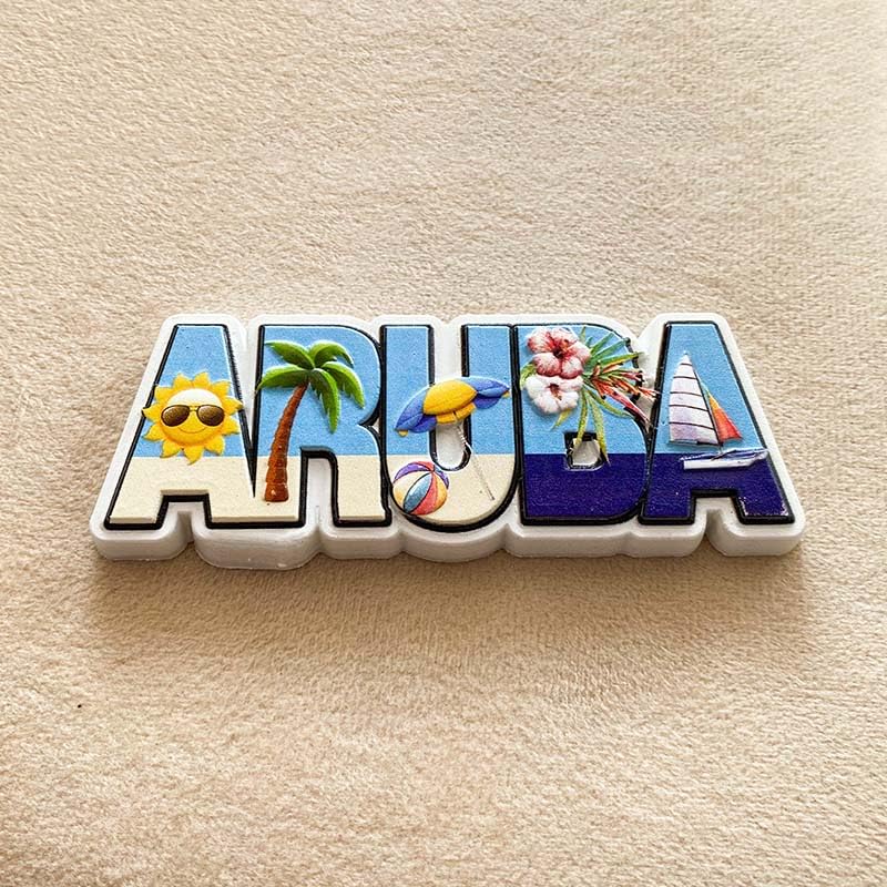 Imán decorativo con diseño tropical Aruba, 3D miniatura 3